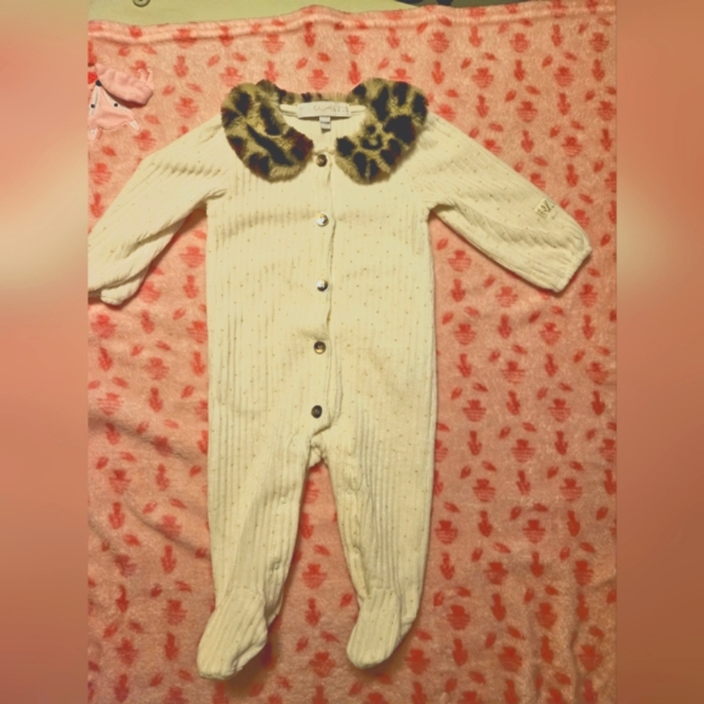 RZ by Rachel Zoe 3-6m faux fir fleece button up. NWOT